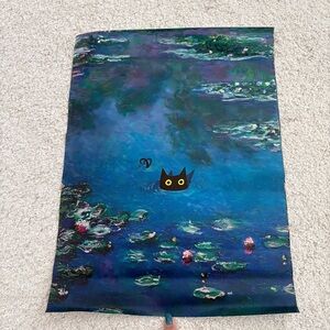 Artistic Water Lillies Black Cat Print